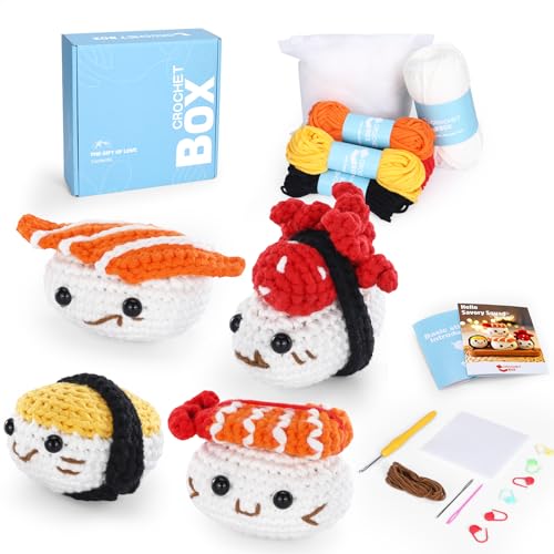 4-teiliges Sushi-Häkelset für Anfänger, Starter-Häkelset, alles, was Sie brauchen, einschließlich Häkelnadel, weiches Garn, Anleitung, Schritt-für-Schritt-Video-Tutorials 4-teiliges Sushi-Häkelset für Anfänger, Starter-Häkelset, alles, was Sie brauchen, einschließlich Häkelnadel, weiches Garn, Anleitung, Schritt-für-Schritt-Video-Tutorials von CrochetBox