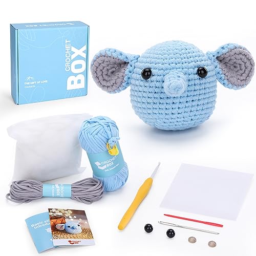 CrochetBox Komplettes Häkelset für Anfänger, Elefanten Häkelset, Video-Tutorial einbeziehen, Anleitung, Weiches Garn CrochetBox Komplettes Häkelset für Anfänger, Elefanten Häkelset, Video-Tutorial einbeziehen, Anleitung, Weiches Garn von CrochetBox