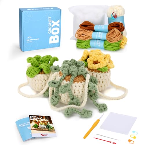 CrochetBox Komplettes Häkelset für Anfänger, Hängepflanze Häkelset, Video-Tutorial einbeziehen, Anleitung, Weiches Garn CrochetBox Komplettes Häkelset für Anfänger, Hängepflanze Häkelset, Video-Tutorial einbeziehen, Anleitung, Weiches Garn von CrochetBox