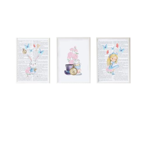 Crochetts Set mit 3 Bildern, Alice, 33 x 43 x 2 cm, Hase, Blumen, Mädchen, 3 Teile von Crochetts