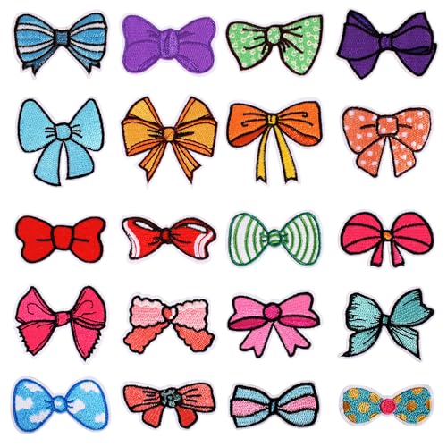 20 x Schleifen-Aufnäher zum Aufbügeln, niedlich, bestickt, für Kleidung, Hüte, Taschen, Jacken 20 x Schleifen-Aufnäher zum Aufbügeln, niedlich, bestickt, für Kleidung, Hüte, Taschen, Jacken von Crocode tears