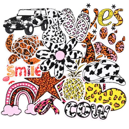 Aufnäher zum Aufbügeln mit Leopardenmuster, für Hüte, Punk, bestickt, dekorativ, für Damen, Kleidung, Jacken, Rucksäcke, Wärmepresse, 17 Stück von Crocode tears