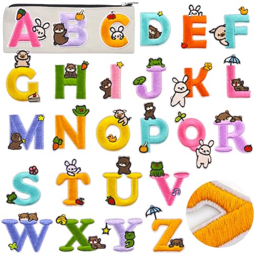 Selbstklebende Buchstaben-Aufnäher mit Cartoon-Tiermotiv, A-Z, bestickter Buchstaben-Aufnäher für Leis, Kinderkleidung, Rucksäcke, Jacken, Trucker, Mützen Selbstklebende Buchstaben-Aufnäher mit Cartoon-Tiermotiv, A-Z, bestickter Buchstaben-Aufnäher für Leis, Kinderkleidung, Rucksäcke, Jacken, Trucker, Mützen von Crocode tears