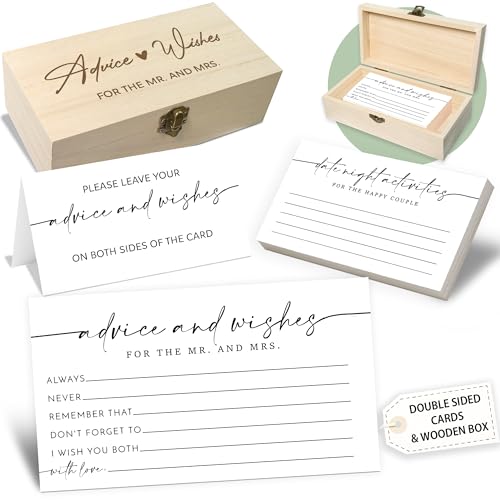 Crocothemis Ratschläge und Wünsche für den Herr und die Frau – 50 Packungen Hochzeitsratschläge Karten Brautdusche Spielkarten mit Holzbox -A03 von Crocothemis