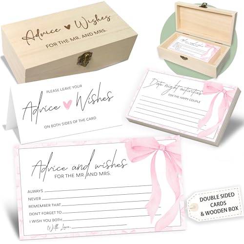 Crocothemis Ratschläge und Wünsche für den Herr und die Frau – 50 Packungen Hochzeitsratschläge Karten Brautdusche Spielkarten mit Holzbox -A05 von Crocothemis