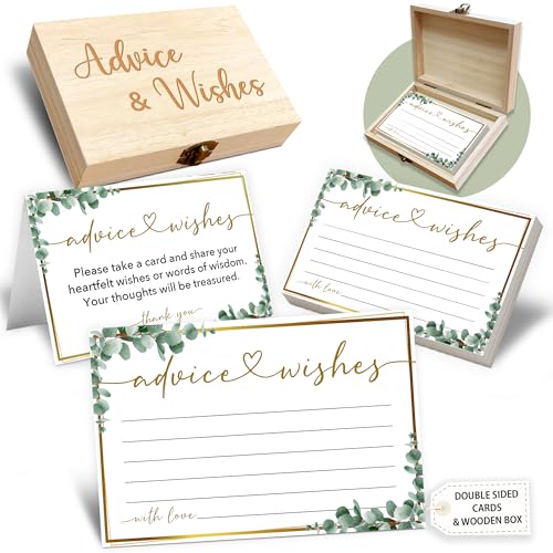 Ratschläge und Wünsche Karten-Box, 50 Stück, Geburtstag, Hochzeit, Babyparty, Ratschläge, Box für Geburtstag, Party, Abschlussfeier, Brautparty, Ruhestand, Jahrestag (Eukalyptus) -A06 von Crocothemis