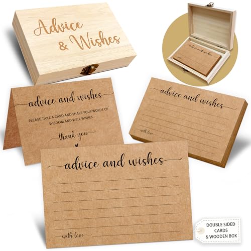 Ratschläge und Wünsche Karten-Box, 50 Stück, Geburtstag, Hochzeit, Babyparty, Ratschläge, Box für Geburtstag, Party, Abschlussfeier, Brautparty, Ruhestand, Jahrestag (Minimalismus) -A07 von Crocothemis
