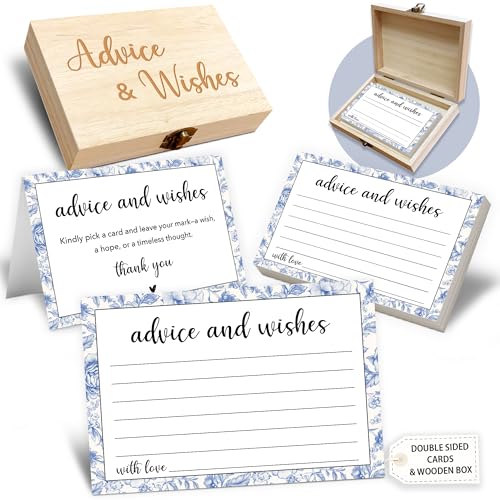 Ratschläge und Wünsche Karten-Box, 50 Stück, Geburtstag, Hochzeit, Babyparty, Ratschläge, Box für Geburtstag, Party, Abschlussfeier, Brautparty, Ruhestand, Jahrestag (Vintage-Blumenmuster) -B04 von Crocothemis