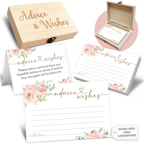 Ratschläge und Wünsche Karten-Box, 50 Stück, für Geburtstag, Hochzeit, Babyparty, Ratschläge, Box für Geburtstag, Party, Abschlussfeier, Brautparty, Ruhestand, Jahrestag (Roségold) -A05 von Crocothemis