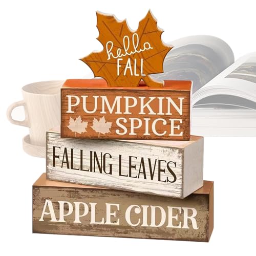 Croovepi Holz-Ahorn-Dekoration – Herbst-Tablett, rustikales Holz-Ahorn-Block-Schild, Herbsternte, Tischaufsatz für Thanksgiving, Kamin, Kaminsims, Tisch, Schreibtisch, Küchenregal von Croovepi