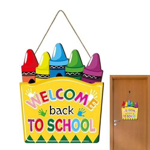 Croovepi Holzschild für die Schule, Buntstift-Türschild, Schultafel – Holzbrett, für drinnen und draußen, Dekoration für Party, Lehrer, Studenten, erster Tag, Kindergarten, Grundschule von Croovepi