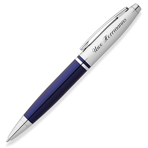Cross Kugelschreiber CALAIS Blau Chrom mit persönlicher Laser-Gravur von Cross