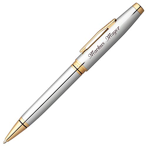 CROSS Kugelschreiber COVENTRY Glanzchrom mit Laser-Gravur goldfarbene Beschläge von Cross
