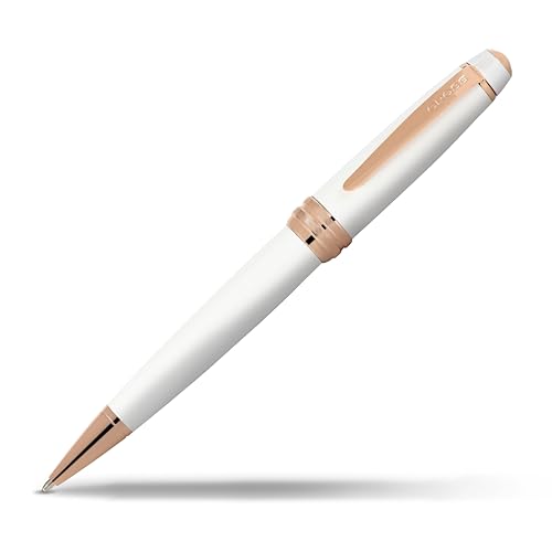 Cross Bailey Kugelschreiber (Drehmechanik, Schreibfarbe schwarz, Strichstärke M, inkl. Premium Geschenkbox) Perlmuttweiß lackiert, Beschläge Roségold von Cross