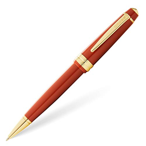 Cross Bailey Light Kugelschreiber (Strichstärke F, Schreibfarbe: schwarz, inkl. Geschenkverpackung) Bernstein-Lack mit goldfarbenen Beschlägen, 1 Stück (1er Pack) von Cross