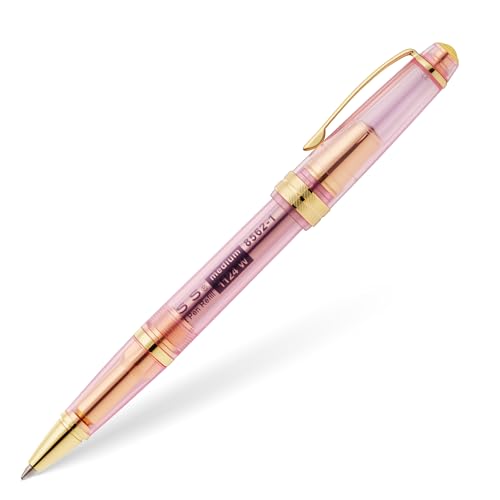 Cross Bailey Light Translucent Kugelschreiber (Kugelschreibermine 8562-1 schwarz, Strichstärke M - medium, dokumentenecht, Kappenmodell, Premium Geschenkverpackung) transluzent rosa Saphir/gold von Cross
