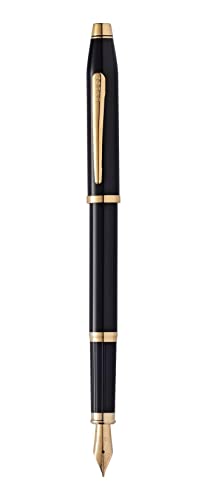 Cross Century II Füllfederhalter (23-Karat-Goldplattiert, F-Feder) schwarz-Lack von Cross