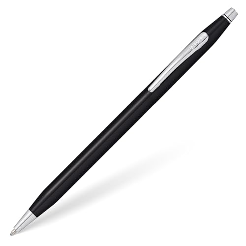 Cross Classic Century Kugelschreiber (Strichstärke M, Schreibfarbe: schwarz, nachfüllbar, inkl. Premium Geschenkbox) schwarz glänzend - chromplattiert von Cross