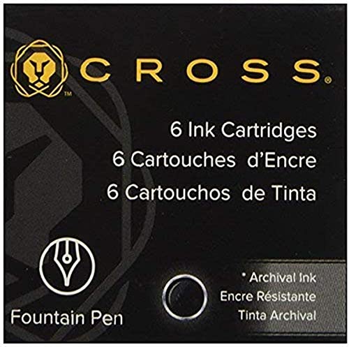 Cross Original Füllfederhalter-Ersatztintenpatronen 8921, kompatibel mit verschiedenen Cross-Füllfederhaltern, 6 Stück, schwarz von Cross