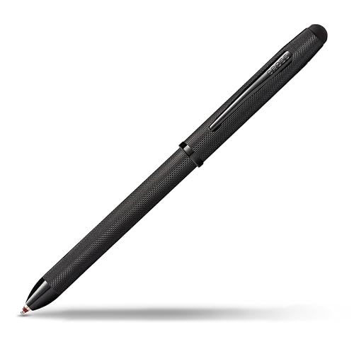 Cross Tech 3+ Multifunktionsschreibgerät (Geschenkbox, Drehbleistift, Kugelschreiber, Radierer/Stylus Kappe) Gebürstetes Schwarz PVD, 1 Stück (1er Pack) von Cross