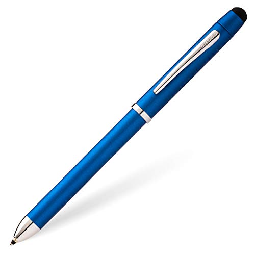 Cross Tech 3+ Multifunktionsschreibgerät (Standardbox, Drehbleistift, Kugelschreiber, Radierer/Stylus Kappe) metallic-blau von Cross
