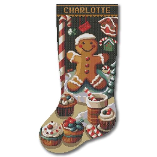Kreuzstich-Set für Erwachsene, geprägt, personalisierte Weihnachtsstrümpfe, niedlicher Lebkuchenmann, Kekse, Nadelspitze, gezählt, einfache Urlaubsmuster für Anfänger, Stickset für Weihnachten Kreuzstich-Set für Erwachsene, geprägt, personalisierte Weihnachtsstrümpfe, niedlicher Lebkuchenmann, Kekse, Nadelspitze, gezählt, einfache Urlaubsmuster für Anfänger, Stickset für Weihnachten von CrossStitchStyleArte Modern Easy Cute