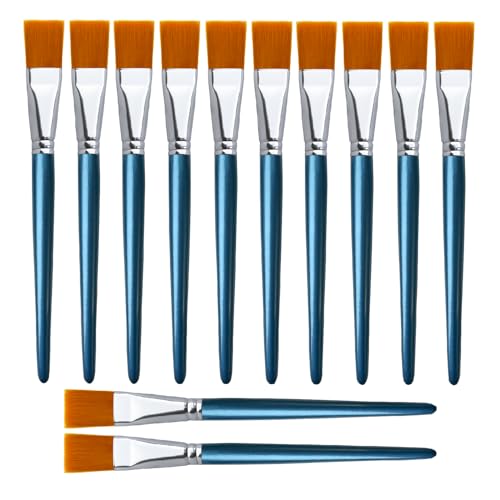 Crozzfog 12 Stück Flache Pinsel für Acrylmalerei, synthetische Pinsel mit Holzgriff für Acryl, Kinder, Erwachsene, Zeichnen, Kunst, Bastelbedarf, 2,5 cm von Crozzfog