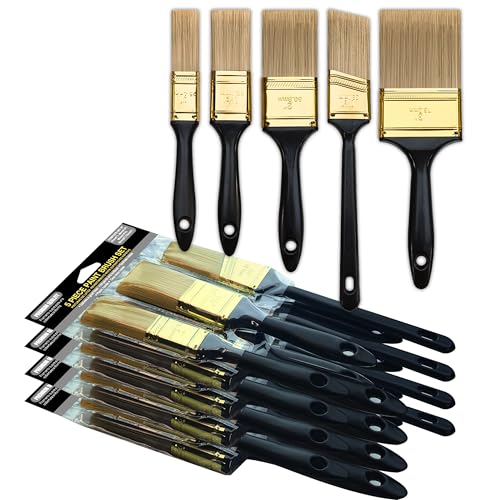 Crozzfog Pinselset, 20 Stück Pinsel, 5 Größen (1„ 1,5“ 2„ 3“ flach & 1,5" abgewinkelt), Pinsel im Großpack Lackierpinsel für Wände, Möbel, Zäune und Wandverkleidungen, Heimwerkerbedarf von Crozzfog