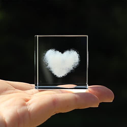 Crrezhai 3D Kristall Herz-Wolke Würfel 4cm Glas Dekoration für Zuhause & Büro, Tischdekoration, Geschenkidee, Personalisiertes Gravur Geschenk, Hochzeitsdekoration von Crrezhai