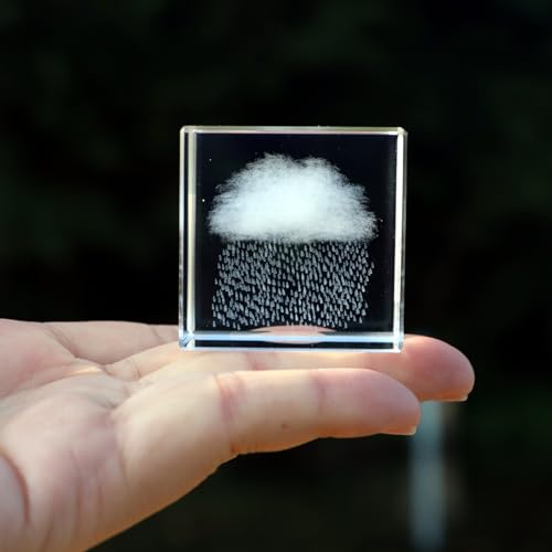 Rain Cloud Kristallwürfel 3D Glas Briefbeschwerer Raumdekor K9 Glas Feng Shui Ornamente Figuren Tischdekoration für Zuhause von Crrezhai