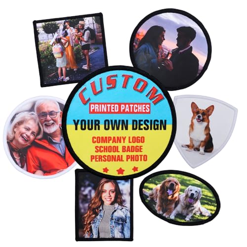 Personalisierte Gedruckt Patches,Patches selbst gestalten -für Kleidung, Jacken, Caps und Hundegeschirre hinzu Fügen Sie Ihr Foto/Logo/Textdruckstoff hinzu - Rund von Crrpatch