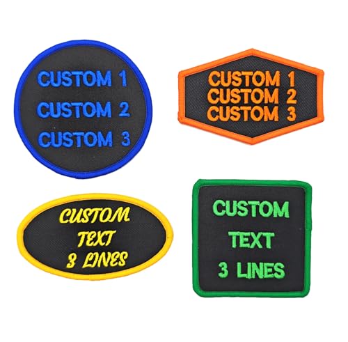 Benutzerdefinierte 2pcs Personalisierte Gestickte Patch Einzigartiges Form-Tag-Abzeichen für Jacken, Hüte, Mützen, Gürtel, Rückenpatches, coole Patches für Kleidung mit Klettverschluss (3 Zeilen) Benutzerdefinierte 2pcs Personalisierte Gestickte Patch Einzigartiges Form-Tag-Abzeichen für Jacken, Hüte, Mützen, Gürtel, Rückenpatches, coole Patches für Kleidung mit Klettverschluss (3 Zeilen) von Crrrpatch