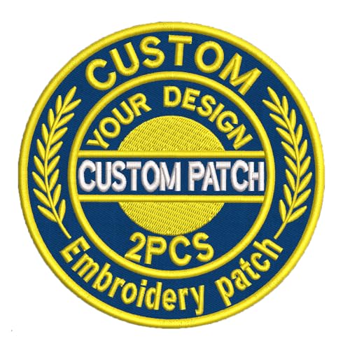 Benutzerdefinierte 2pcs Stickerei Patches personalisiertes Design dekorative Patches für Hüte Rucksäcke Jacken Kleidung Mützen Weste Militäruniformen Aufbügeln, Annähen, Klettverschluss (8cm) von Crrrpatch