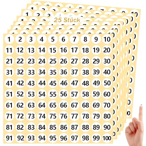 1-100 Etiketten Zahlen Aufkleber Kreise, 25 Blatt Holografische Zahlen Nummern Sticker Klebezahlen, Fortlaufende Klebepunkte Etiketten Selbstklebend,Büros Klassifikation - Weiß 10mm, 2500 Stück 1-100 Etiketten Zahlen Aufkleber Kreise, 25 Blatt Holografische Zahlen Nummern Sticker Klebezahlen, Fortlaufende Klebepunkte Etiketten Selbstklebend,Büros Klassifikation - Weiß 10mm, 2500 Stück von Crrynuo