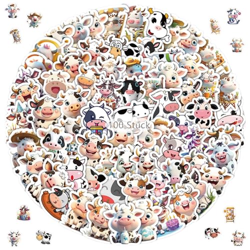 100 Stück Cartoon Kühe Aufkleber, Wasserdicht Vinyl Schwarze und weiße Kühe Stickers niedliche Tier Cow Sticker Set für Laptop Telefon Gitarre Skateboard Motorrad Fahrrad Gitarre Wasserflaschen 100 Stück Cartoon Kühe Aufkleber, Wasserdicht Vinyl Schwarze und weiße Kühe Stickers niedliche Tier Cow Sticker Set für Laptop Telefon Gitarre Skateboard Motorrad Fahrrad Gitarre Wasserflaschen von Crrynuo
