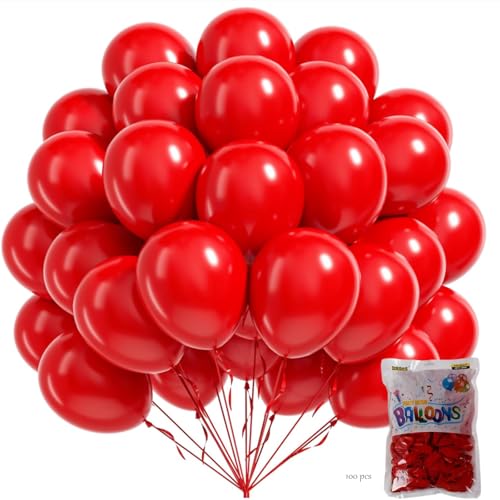 100 Stück rote Latex-Luftballons für Damen und Mädchen, rote Latex-Luftballons, Jubiläums-Motto-Party für Geburtstag, Hochzeit, Dekoration, Babyparty 100 Stück rote Latex-Luftballons für Damen und Mädchen, rote Latex-Luftballons, Jubiläums-Motto-Party für Geburtstag, Hochzeit, Dekoration, Babyparty von Crrynuo