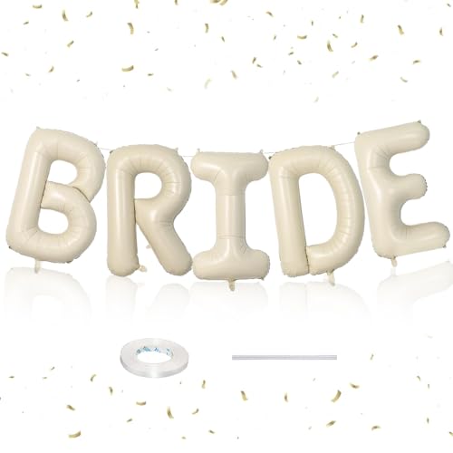 101,6 cm große, cremefarbene Braut-Folienballons, 5 Stück, Mylar-Folienballons, Buchstabenballons für Hochzeit, Verlobung, Junggesellinnenabschied, Brautparty-Zubehör 101,6 cm große, cremefarbene Braut-Folienballons, 5 Stück, Mylar-Folienballons, Buchstabenballons für Hochzeit, Verlobung, Junggesellinnenabschied, Brautparty-Zubehör von Crrynuo