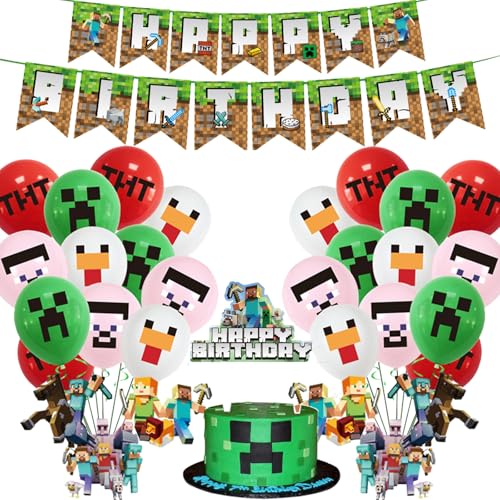 24 Stück Luftballons Set, Luftballons mit Happy Birthday Banner Spiel Thema Geburtstag Party Dekorationen Kreative Party Supplies Dekorationen für Jungen Geburtstag Gaming Thema 24 Stück Luftballons Set, Luftballons mit Happy Birthday Banner Spiel Thema Geburtstag Party Dekorationen Kreative Party Supplies Dekorationen für Jungen Geburtstag Gaming Thema von Crrynuo