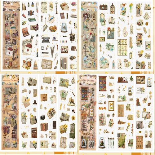 240 Stück/12 Blatt Scrapbooking Sticker, Scrapbook Stickers Set Sticker Bullet Journal für Scrapbook,Bullet Journal Zubehör,Journaling Zubehör usw,Fotoalbum Sammelalbum Kalender Notizbuch von Crrynuo