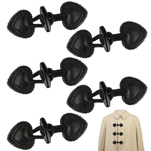 5 Paar Leder Knebelverschlüsse, Knebelknöpfe Verschluss Jacken DIY-Dekoration Baumwollkordel Lederschnalle Horn Buckle zum Annähen für Pullover, Wollmantel, Dufflecoat, Strickwaren, Jacken(Schwarz) 5 Paar Leder Knebelverschlüsse, Knebelknöpfe Verschluss Jacken DIY-Dekoration Baumwollkordel Lederschnalle Horn Buckle zum Annähen für Pullover, Wollmantel, Dufflecoat, Strickwaren, Jacken(Schwarz) von Crrynuo