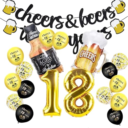 Geburtstagsdekoration zum 18. Geburtstag, Banner zum 18. Geburtstag, Konfetti-Luftballons, 18. Geburtstag, Dekorationsset mit Cheer-Banner für Hochzeit/Geburtstagsparty-Dekoration Geburtstagsdekoration zum 18. Geburtstag, Banner zum 18. Geburtstag, Konfetti-Luftballons, 18. Geburtstag, Dekorationsset mit Cheer-Banner für Hochzeit/Geburtstagsparty-Dekoration von Crrynuo