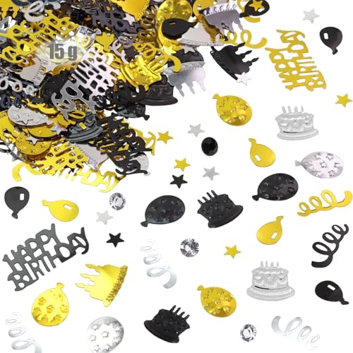 Happy Birthday Konfetti Tischdeko Geburtstag, Streudeko Geburtstag Schwarz Gold Junge Mädchen,Konfetti Confetti Dekoration für Hochzeit Jubiläum Partydekorationen Happy Birthday Konfetti Tischdeko Geburtstag, Streudeko Geburtstag Schwarz Gold Junge Mädchen,Konfetti Confetti Dekoration für Hochzeit Jubiläum Partydekorationen von Crrynuo