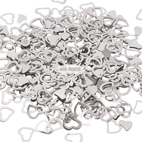 Konfetti Hochzeit Herzen Silber,Etwa 600-700 Stück Konfetti Silber, Glitter Tischkonfetti,Tischdeko für Hochzeit, Verlobung, Valentinstag, Babyparty, Geburtstag, Taufe（Silber） von Crrynuo