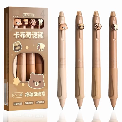 Radierbarer Kugelschreiber Stifte Set, 4 Tier-Stifte Bär Biene Pfote Honigtopf,0.5mm Erasable Pen Kugel am Ende zum Entfernen der Tinte,Radierbarer Tintenroller für Studenten Geschenk, Schul Bürobedar von Crrynuo