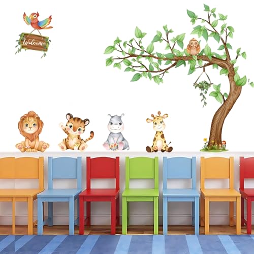 Wandsticker Waldtiere Kinderzimmer, DIY Wandtattoo als Dekorationen,11.81zoll×35.43zoll Wandtattoo Waldtiere Baum Löwe Hippopotamus Tiger Giraffe Vogel,Babyzimmer Kinderzimmer Schlafzimmer Wandsticker Waldtiere Kinderzimmer, DIY Wandtattoo als Dekorationen,11.81zoll×35.43zoll Wandtattoo Waldtiere Baum Löwe Hippopotamus Tiger Giraffe Vogel,Babyzimmer Kinderzimmer Schlafzimmer von Crrynuo