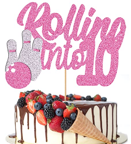 Crseniny Rolling into 10 Cake Topper, bowling 10th Birthday Party Cake Topper ,Bowling Thema Boy Mädchen Happy Birthday Party Dekoration Supplies Crseniny Rolling into 10 Cake Topper, bowling 10th Birthday Party Cake Topper ,Bowling Thema Boy Mädchen Happy Birthday Party Dekoration Supplies von Crseniny