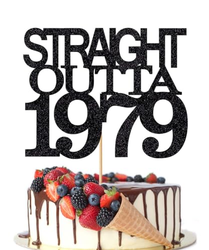 Crseniny Tortenaufsatz "Hello 45" mit Glitzer, gerade, Aufschrift "Hello 45", 45. Geburtstag, Aufschrift "45 Fabulous, Cheer to 45 Years", für Männer und Frauen, 45. Geburtstag/Hochzeit/Jahrestag, von Crseniny