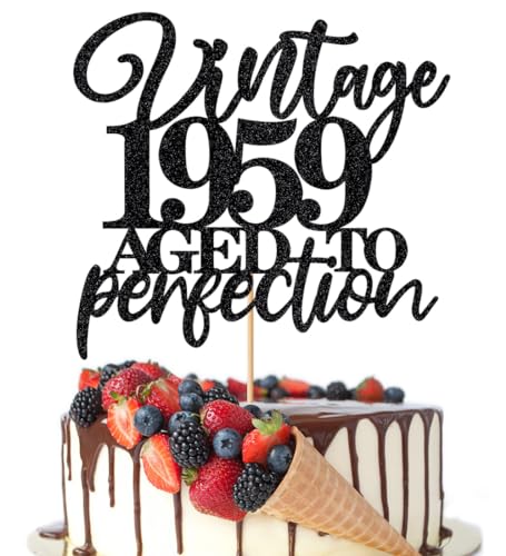 Crseniny Tortenaufsatz im Vintage-Stil von 1973, Aged To Perfection, schwarzer Glitzer, zum 50. Geburtstag, Party-Dekoration (1959) von Crseniny