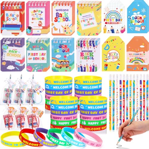 Crtiin 120 Pack Welcome Back to School Party Favors Set Include Gift Card Pencils Notebooks Silicone Bracelet with Gifts Bags First Day of School Gifts for Classroom Party Goodie Bags Fillers Crtiin 120 Pack Welcome Back to School Party Favors Set Include Gift Card Pencils Notebooks Silicone Bracelet with Gifts Bags First Day of School Gifts for Classroom Party Goodie Bags Fillers von Crtiin