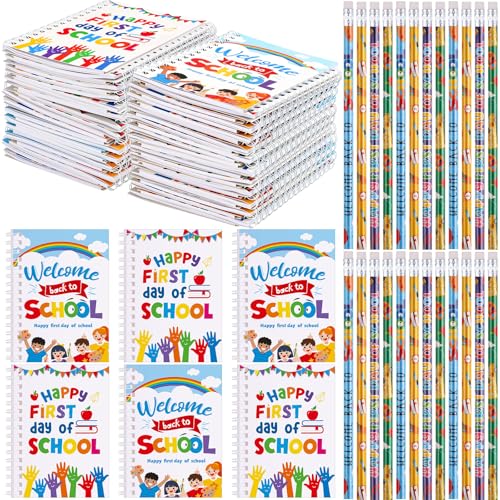 Crtiin 48 Pcs Back to School Gift Set for Kids First Day of School Notebooks Pencils Set Pencils with Small Spiral Notepad Party Supplies Decorations Gifts Prize Goodie Bag (Guardian Styles) von Crtiin